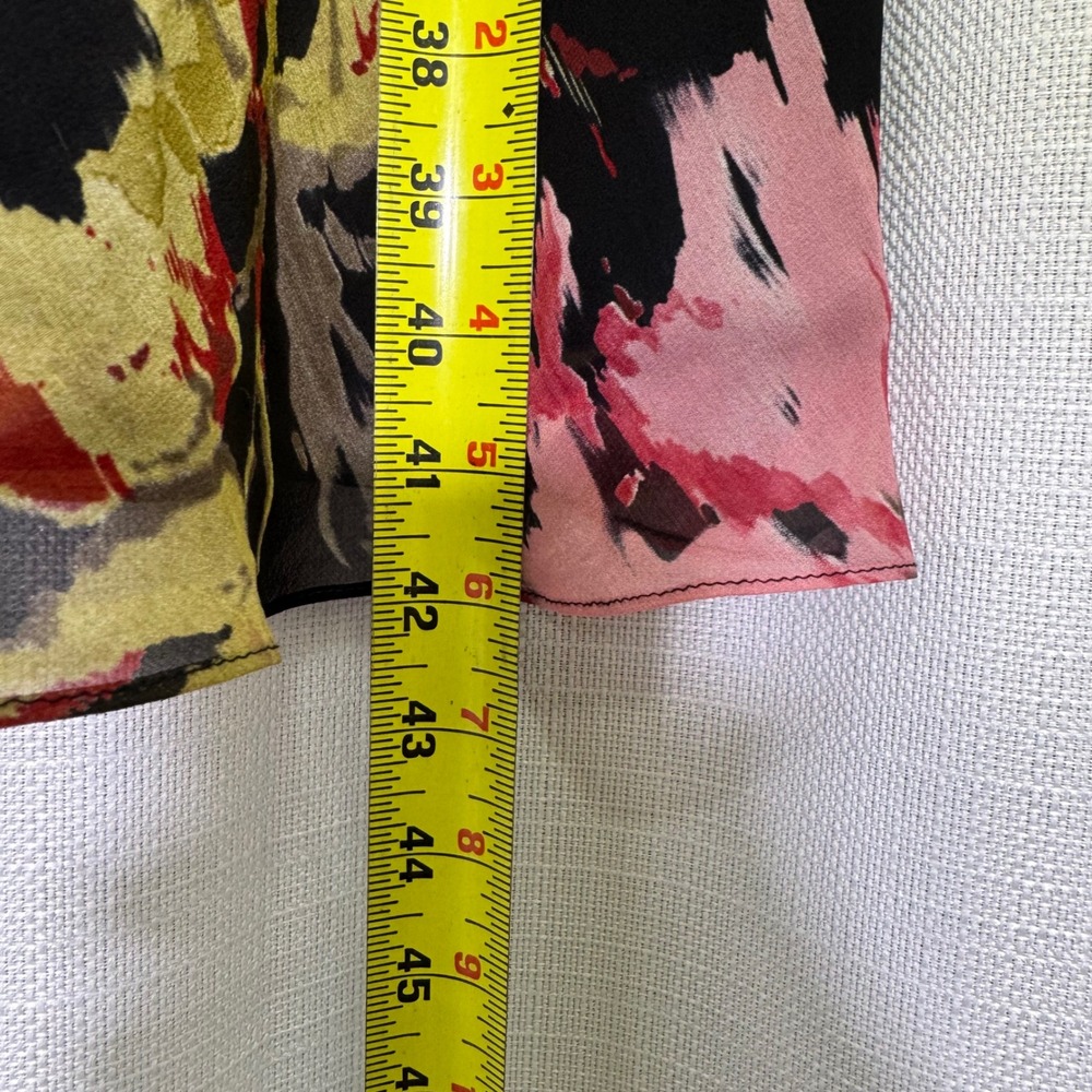 Adrianna Papell 100% Silk Floral Dress Womens 8 Pink Black Excellent Ruched Midi - Picture 11 of 13